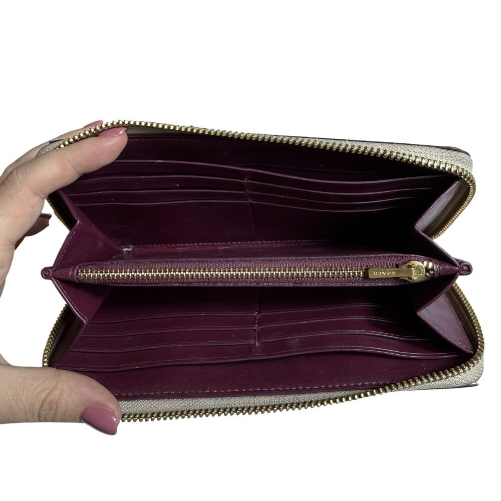Coach Accordion Zip Wallet In Signature Canvas With Rexy - Picture 8 of 10